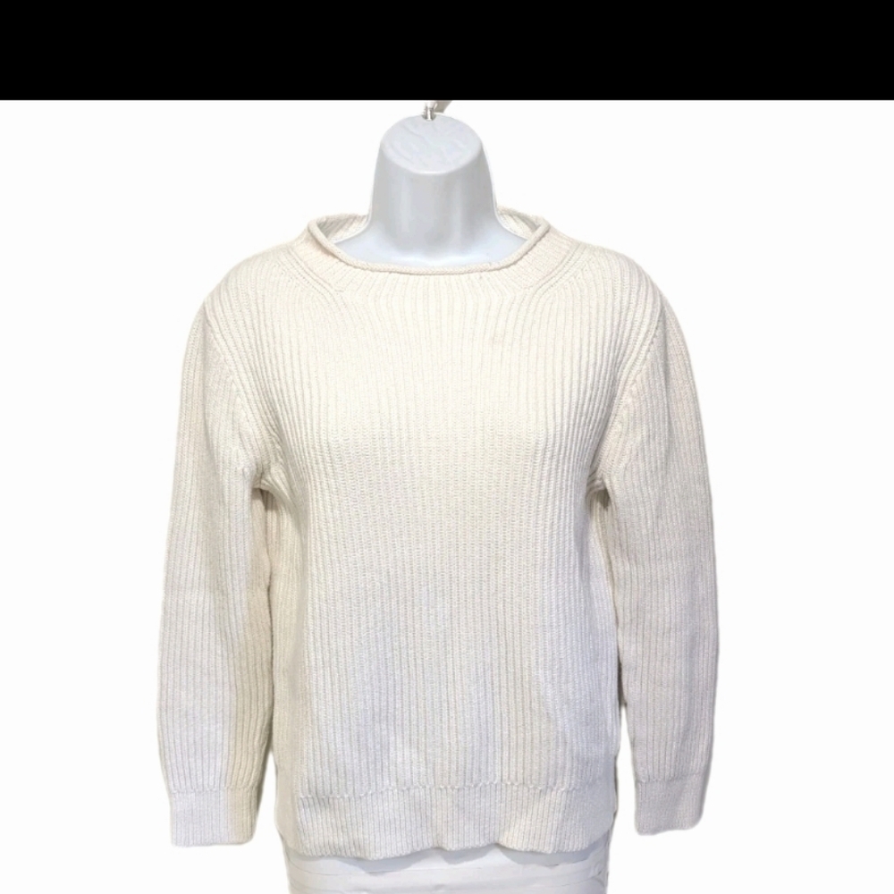 J Crew Rollneck Pullover Sweater S Ribbed Fisherman Coastal Beach #7